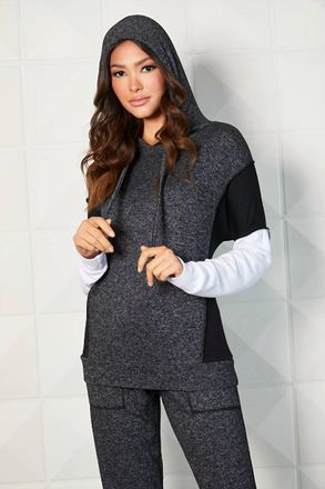 French Kyss Hoodie Tunic In Steel Combo