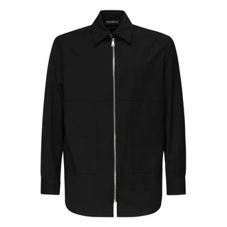 Giuliano Galiano Casual Shirts, male, Black, Size: XL Black Zip Shirt Italian Style