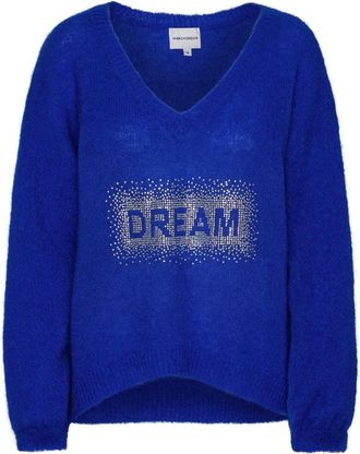 Americandreams Silja V Neck Crystal Pullover - Dames - V-hals truien - Blauw - M - Wol - Truien & Vesten