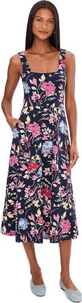 Pact Fit-and-Flare Square Neck Dress Womens Dress Dayspring Blooms : SM, Cotton/Elastane