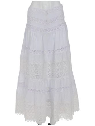 Charo Ruiz Ibiza Tiered White Maxi Skirt with Lace Detailing