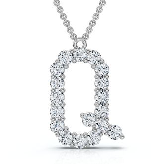 Pompeii3 1Ct Diamond Initial R Pendant 14k Gold 18 Necklace Lab Grown 5/8 Tall