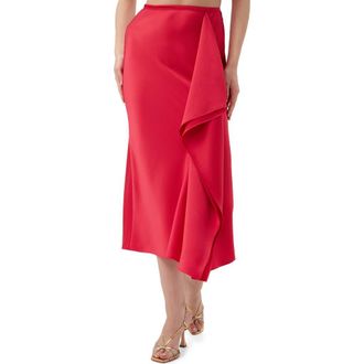 Trina Turk Sahel Satin Midi Skirt in Cannes Coral at Nordstrom, Size 10