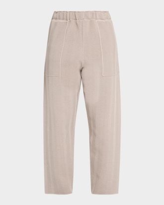 Homme Pliss&eacute; Issey Miyake Men & apos;s Inlaid Knit Herringbone Straight-Leg Trousers