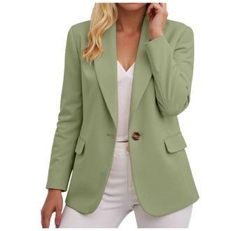 Generic Blazers for Women UK,Ladies Blazer Suit Solid Button Suits Coat Elegant 3/4 Sleeve Notch Lapels Collar Jackets Fall Business Work Office Elegant Jacke