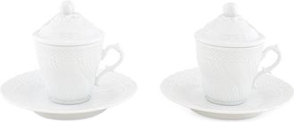 Ginori 1735 V.ginori Set 2 Tazze Caffe Con Piatto e Coperchio
