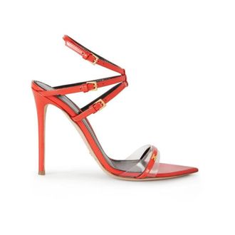 Elisabetta Franchi Schoenen, Dames, Rood, 35 EU, Leer, Leren Stiletto Sandalen