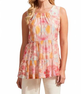 Tribal Taya Tiered Mesh Sleeveless Top In Pink, Light Blue, Vibrant Orange, Cream, Lilac