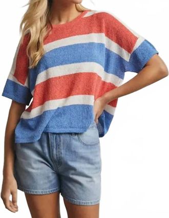 Wishlist Striped Boxy Sweater Top In Red, White And Blue