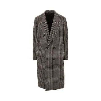 Emporio Armani Prince of Wales tweed double-breasted coat Man 50