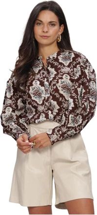 Antik Batik Irene Blouse - Dames - Blouses - Bruin - M - Katoen - Overhemden