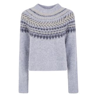 Barbour Jersey Annette Fair Isle con cuello redondo - Knitwear - Mujer - Gris - M