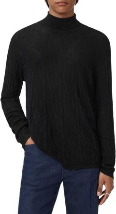 John Varvatos Alistair Broken Argyle Turtleneck Sweater in Black at Nordstrom, Size X-Large