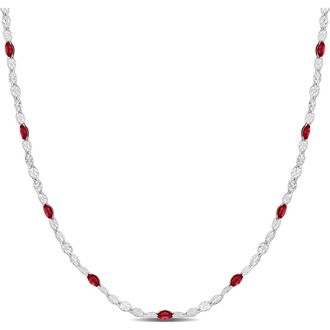 Delmar Sterling Silver Pink Enamel Station Chain Necklace at Nordstrom Rack