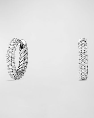 David Yurman Pave Huggie Hoop Earrings, 0.5L