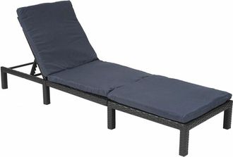 Hhg Hhg - Nunca Usado] Tumbona De Polirrat&aacute;n 605, Tumbona Relax De Jard&iacute;n, Basic Antracita, Cojines Grises