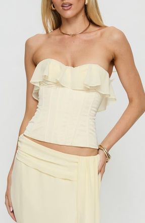 Princess Polly Holliann Ruffle Strapless Top in Butter at Nordstrom, Size 8