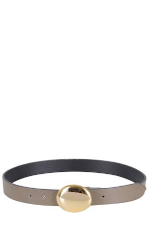 Federica Tosi Narrow Leather Belt With Oval Gold Buckle