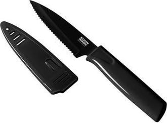 Kuhn Rikon Colori Non-Stick Serrated Paring Knife with Safety Sheath, 4 inch in Black at Nordstrom