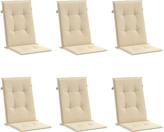 vidaXL Vidaxl - Cojín silla de jardín respaldo alto 6 uds tela beige 120x50x3cm