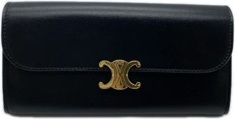 Celine Black Leather Long Wallet (Bi-Fold) (Pre-Owned)