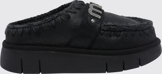 Mou Bounce Suede Mules with Exposed Stitching and a Shearling Lining