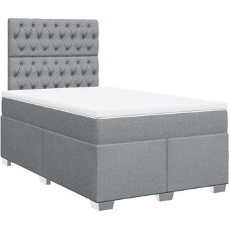 vidaXL Vidaxl - Cama Box Spring Con Colch&oacute;n Tela Gris Claro 120x190 Cm