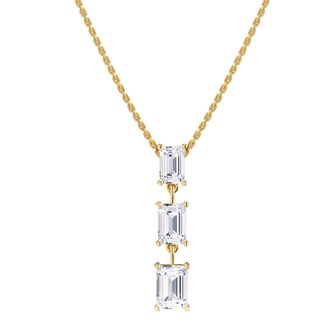 Diamond2Deal 14k Yellow Gold 2.80 Ct Radiant Cut Lab Grown Diamond Pendant Necklace 18 Chain VVS-VS, E-F