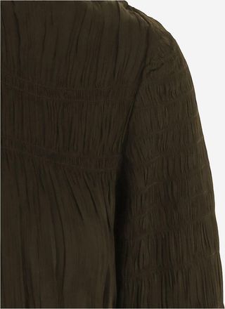 By Malene Birger Womens Viscose Shirt With Drawstring Closure Brown Top