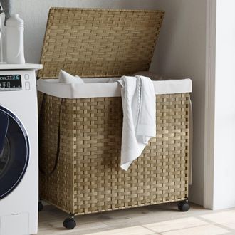 vidaXL Cesto Para Ropa Sucia Con Ruedas Rat&aacute;n 60x35x60,5 Cm Vidaxl