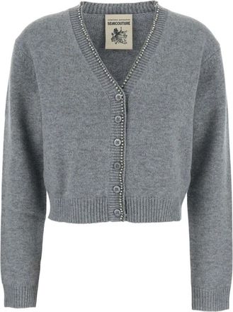 Semicouture Clarinda Cardigan - Dames - Vesten - Grijs - L - Kasjmier - Truien & Vesten