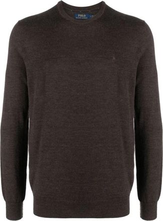 Ralph Lauren Bruine Heather Pullover Trui - Heren - Ronde hals truien - Bruin - L - Truien & Vesten