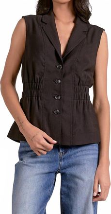 Elan Ava Side Ruched Vest Top In Black