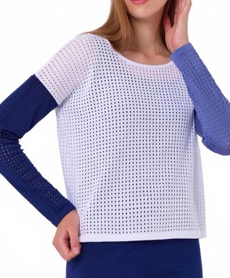 French Kyss Crew Neck Flower Crochet Top In White/multi