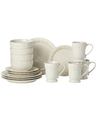 Certified International Coastline Cream 16Pc Dinnerware Set, Service For 4