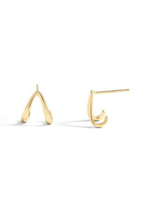 Mint & Lily Gold Wishbone Huggie Earrings in 18K Gold Over Sterling Silver at Nordstrom