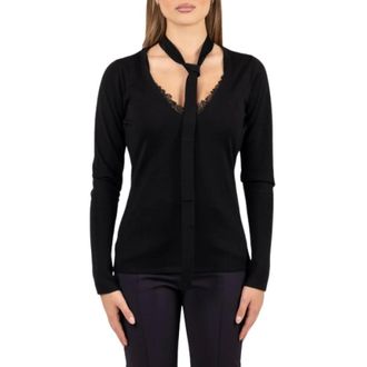Pinko Pinko, Truien & Vesten, Dames, Zwart, XS, Wol, Soffio V-neck Truien