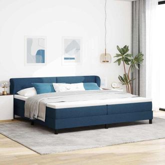 vidaXL Cama Box Spring Con Colch&oacute;n Con Colch&oacute;n Azul 200 X 200 Cm Tela Vidaxl