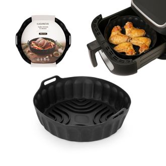 KASANOVA Teglia tonda 22,5 cm silicone per friggitrice ad aria nera