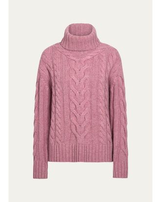 TWP Cashmere Turtleneck Cable-Knit Sweater