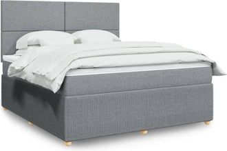 vidaXL Vidaxl - Cama Box Spring Con Colch&oacute;n Tela Gris Claro 180x200 Cm
