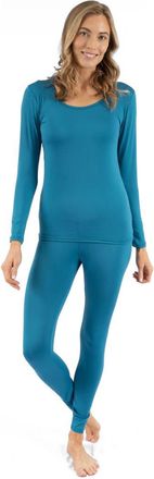 Leveret Womens Two-Piece Thermal Long Sleeve Solid Pajamas in Teal at Nordstrom, Size X-Small