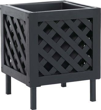 Hhg [nunca Usado] Jardinera Hhg-471, Maceta Para Flores Y Plantas, Para Interior Y Exterior, De Madera De Acacia Con Certificaci&oacute;n Mvg, 42 X 34 X 34 Cm, N