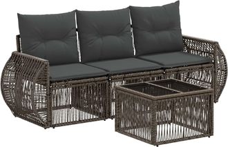 vidaXL Conjunto De Sof&aacute;s De Jard&iacute;n 4 Uds. Gris Y Gris Oscuro Vidaxl