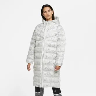Nike Sportswear Parka Jacket Womens White Marble Inuslated Full Zip UPS1198