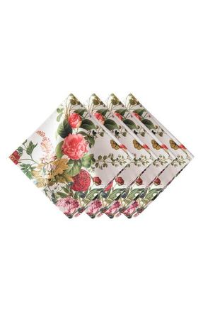 Juliska Field of Flowers Set of 4 Cotton Sateen Napkins in White Multi at Nordstrom
