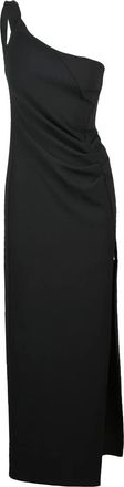 Eleh Black One-Shoulder Side-Slit Maxi Dress