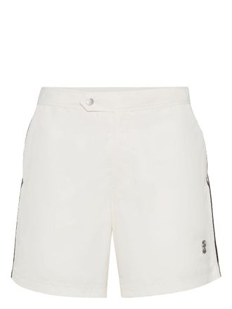 Brunello Cucinelli Zwembroek met geborduurd logo - Wit