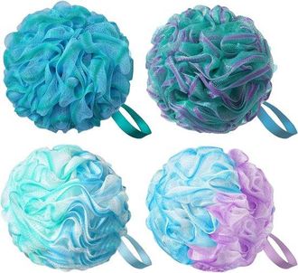No Brand Esponja De Ba&ntilde;o De 4 Piezas, 75 G, Bolas De Lufa Para Ducha, Esponja Corporal De Malla Espumosa, Suave, Duradera Y Extragrande Para Exfoliaci&oacute;n