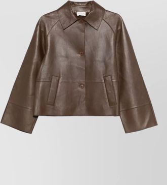 Parosh leather buttoned long-sleeve jacket